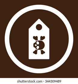 Death Label vector icon. Style is flat rounded symbol, white color, rounded angles, brown background.