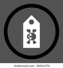 Death Label vector icon. Style is bicolor flat rounded symbol, black and white colors, rounded angles, gray background.
