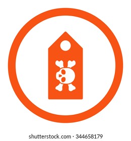 Death Label vector icon. Style is flat rounded symbol, orange color, rounded angles, white background.