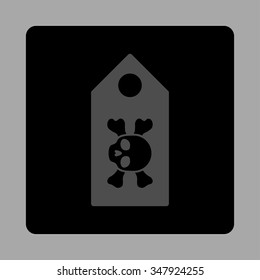 Death Label vector icon. Style is flat rounded square button, gray and black colors, silver background.