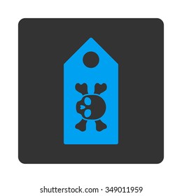 Death Label vector icon. Style is flat rounded square button, blue and gray colors, white background.