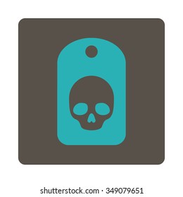 Death Label vector icon. Style is flat rounded square button, cyan and grey colors, white background.