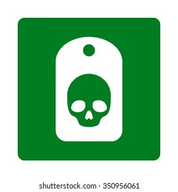 Death Label vector icon. Style is flat rounded square button, white and green colors, white background.