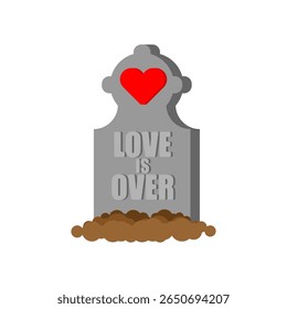 Morte do amor. O amor acabou. Coração no túmulo. Conceito: amor rasgar