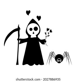death in love and spider, vector illustration