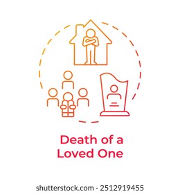 Muerte de un ser querido icono de concepto de gradiente rojo. Funeral, pena. Bienestar mental, relación. Ilustración de línea de forma redonda. Abstractas idea. Diseño gráfico. Fácil de usar en infografía, presentación