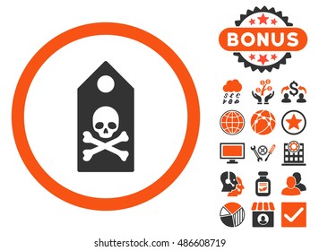 Death Mark icon with bonus images. Vector illustration style is flat iconic bicolor symbols, orange and gray colors, white background.