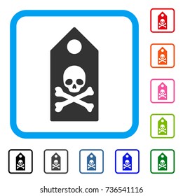 Death Mark icon. Flat gray iconic symbol in a light blue rounded squared frame. Black, gray, green, blue, red, orange color versions of Death Mark vector. Designed for web and software interfaces.