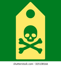 Death Mark vector icon. Style is flat symbol, yellow color, rounded angles, green background.