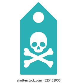 Death Mark vector icon. Style is flat symbol, cyan color, rounded angles, white background.