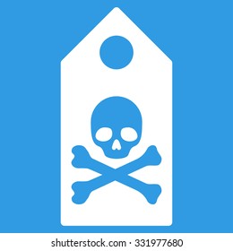 Death Mark vector icon. Style is flat symbol, white color, rounded angles, blue background.