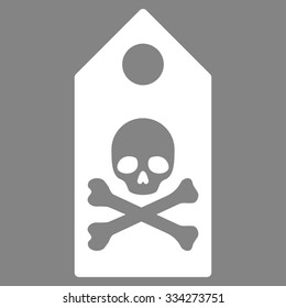 Death Mark vector icon. Style is flat symbol, white color, rounded angles, gray background.