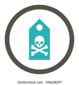 Death Mark vector icon. Style is bicolor flat rounded symbol, grey and cyan colors, rounded angles, white background.