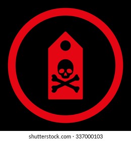 Death Mark vector icon. Style is flat rounded symbol, red color, rounded angles, black background.