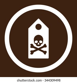 Death Mark vector icon. Style is flat rounded symbol, white color, rounded angles, brown background.