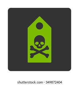 Death Mark vector icon. Style is flat rounded square button, eco green and gray colors, white background.