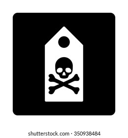 Death Mark vector icon. Style is flat rounded square button, white and black colors, white background.