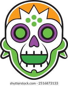 Máscara de la muerte calavera día de los muertos calaveras máscara Vector, tradicional festival de México calavera de dibujos animados calavera de azúcar Máscara Ilustración vectorial.