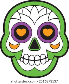 Máscara de la muerte calavera día de los muertos calaveras máscara Vector, tradicional festival de México calavera de dibujos animados calavera de azúcar Máscara Ilustración vectorial.