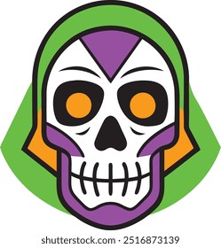 Máscara de la muerte calavera día de los muertos calaveras máscara Vector, tradicional festival de México calavera de dibujos animados calavera de azúcar Máscara Ilustración vectorial.