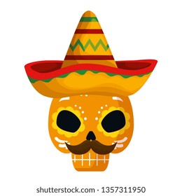 death mask with mexican hat