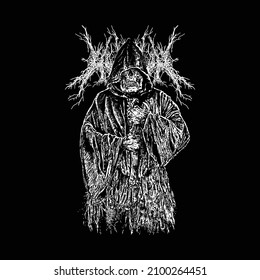 death metal ghost artwork hand drawn  horror art   heavy metal illustration
