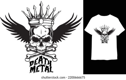 Death metal skull head vector vintage typography t-shirt
