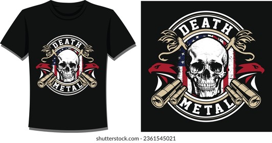 "Death metal tee with a fierce skull design - raw, brutal, and unapologetic."