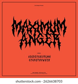 Death Metal Typeface, Black Metal, Heavy metal, Brutality, Punk Rock font. scary typography, horror Alphabet. editable for graphic design resources, stickers, prints, music poster etc.