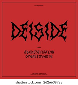 Death Metal Typeface, Black Metal, Heavy metal, Brutalidade, Punk Rock fonte. tipografia assustador, horror Alfabeto. editável para recursos de design gráfico, adesivos, impressões, cartaz de música etc.