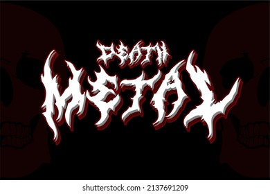 Tipografía de metal de muerte, miedo, horror, elemento vector