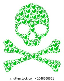 Death mosaic created of floral sprout icons. Vector floral sprout icons are organized into geometric risk illustration.