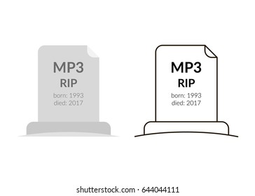 Death mp3 as a format. Icons of tombstones