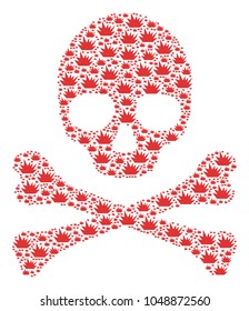 Death pattern constructed of boom explosion icons. Vector boom explosion items are composed into conceptual evil pattern.
