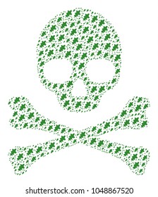 Death pattern made of oak leaf design elements. Vector oak leaf elements are united into conceptual skeleton illustration.