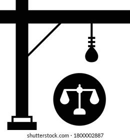 Death Penality Concept, Hanging Place with Balance Icon, Law Enforcment Icon, Lawyer and Legal system Symbol on white background