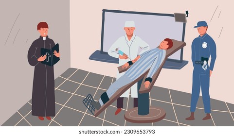 Death penalty background with lethal injection symbols flat vector ilustration