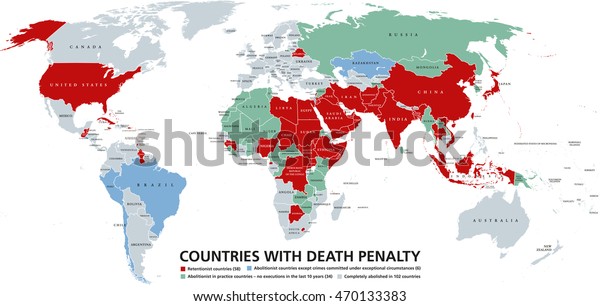 死刑国の世界地図 保持主義者は 極刑を赤い色で述べている 廃止主義国や 完全に廃止された国々は 異なる色で表されます 英語 表示 のベクター画像素材 ロイヤリティフリー