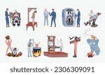 Death penalty set with punishment symbols flat isolated vector ilustration