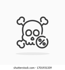 Death percent icon in line style. For your design, logo. Vector illustration. Editable Stroke.