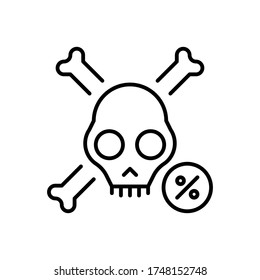 death percentage icon. Flat vector graphic in white background.