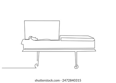 death person christian coffin ceremony one line art design vector