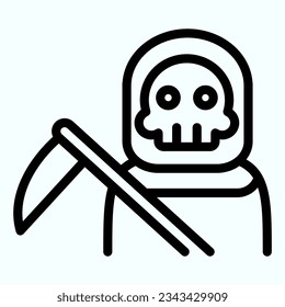 Death person line icon. Stranger in a coat with scytche. Halloween vector design concept, outline style pictogram on white use for and app. Eps 10.