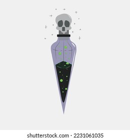 Death potion. Bottle with skull cap