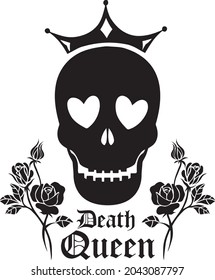 death queen with crown skull halloween mom life svg