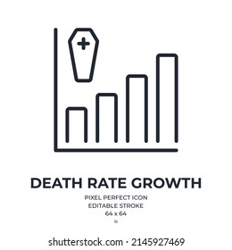 Death rate growth concept editable stroke outline icon isolated on white background flat vector illustration. Pixel perfect. 64 x 64.