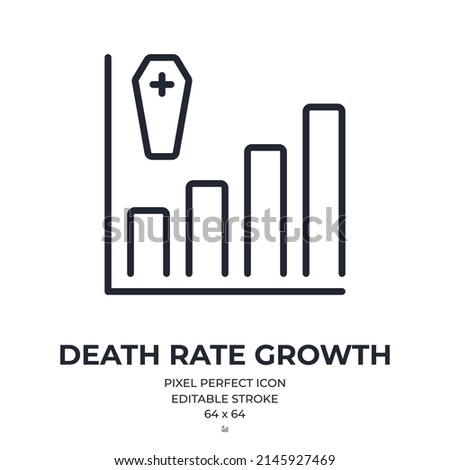Death rate growth concept editable stroke outline icon isolated on white background flat vector illustration. Pixel perfect. 64 x 64.