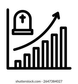Death rate growth icon outline set sign