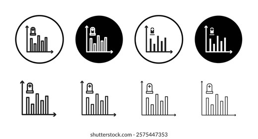 Death rate growth icon Thin line art collection