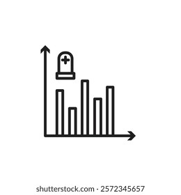 Death rate growth icon Vector flat thin line illustration